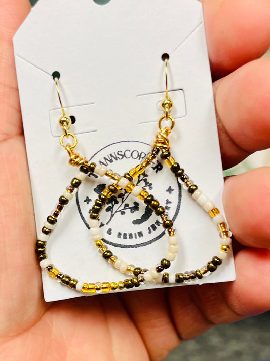 Teannscorner- gold sterling silver blue white beaded hoops