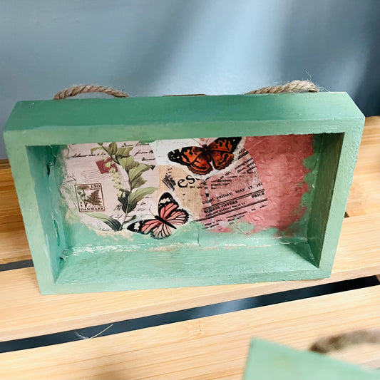 Teannscorner- Rectangle Green Botanical Butterfly Decor