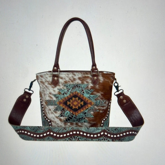 Myra Azule leather and hairon bag