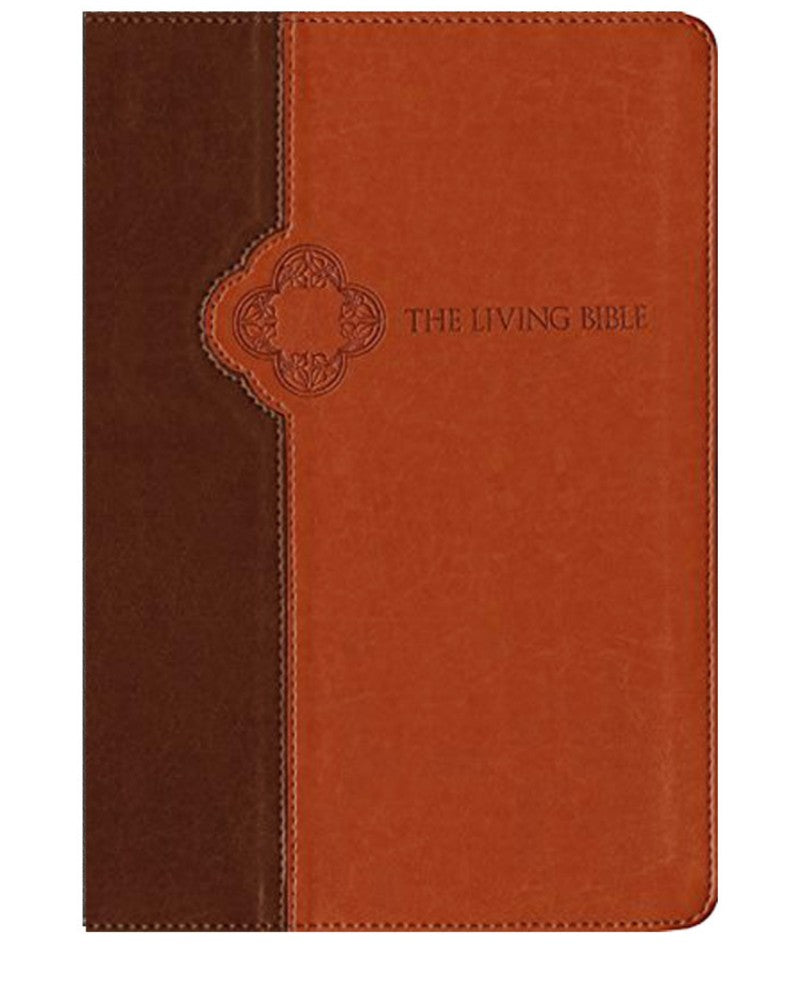 Living Bible: Large Print, TuTone Brown and Tan Imitation Leather