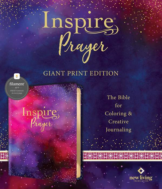 Inspire PRAYER Bible Giant Print NLT, Filament-Enabled Edition (LeatherLike, Purple): The Bible for Coloring & Creative Journaling