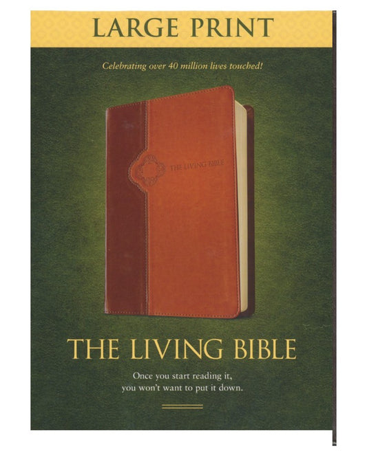 Living Bible: Large Print, TuTone Brown and Tan Imitation Leather