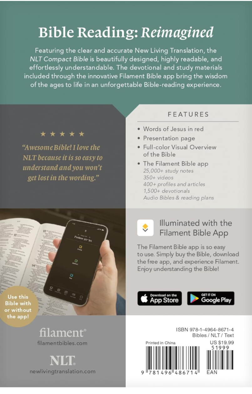NLT Compact Bible, Filament Enabled
