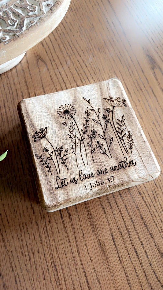 This Little Light of Mine-  Let us Love one another wooden coaster