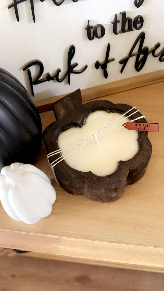 This Little Light of Mine-  wooden pumpkin candle