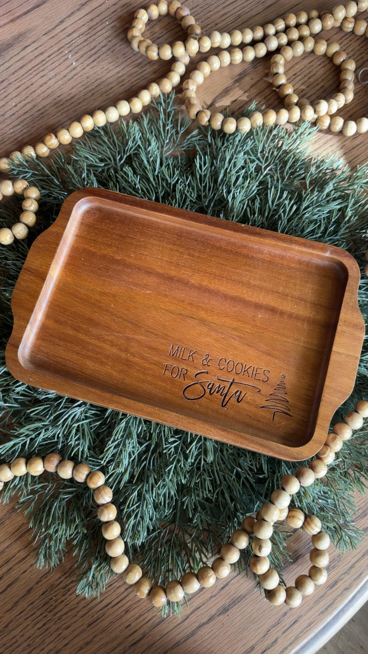 This Little Light of Mine-Wooden tray - milk and cookies for Santa - 18.00