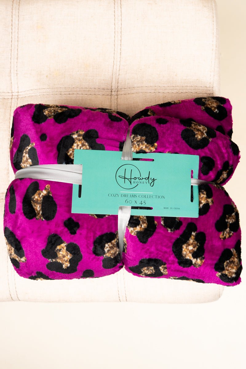 COZY DREAMS ROSITA LEOPARD PLUSH SHERPA BLANKET