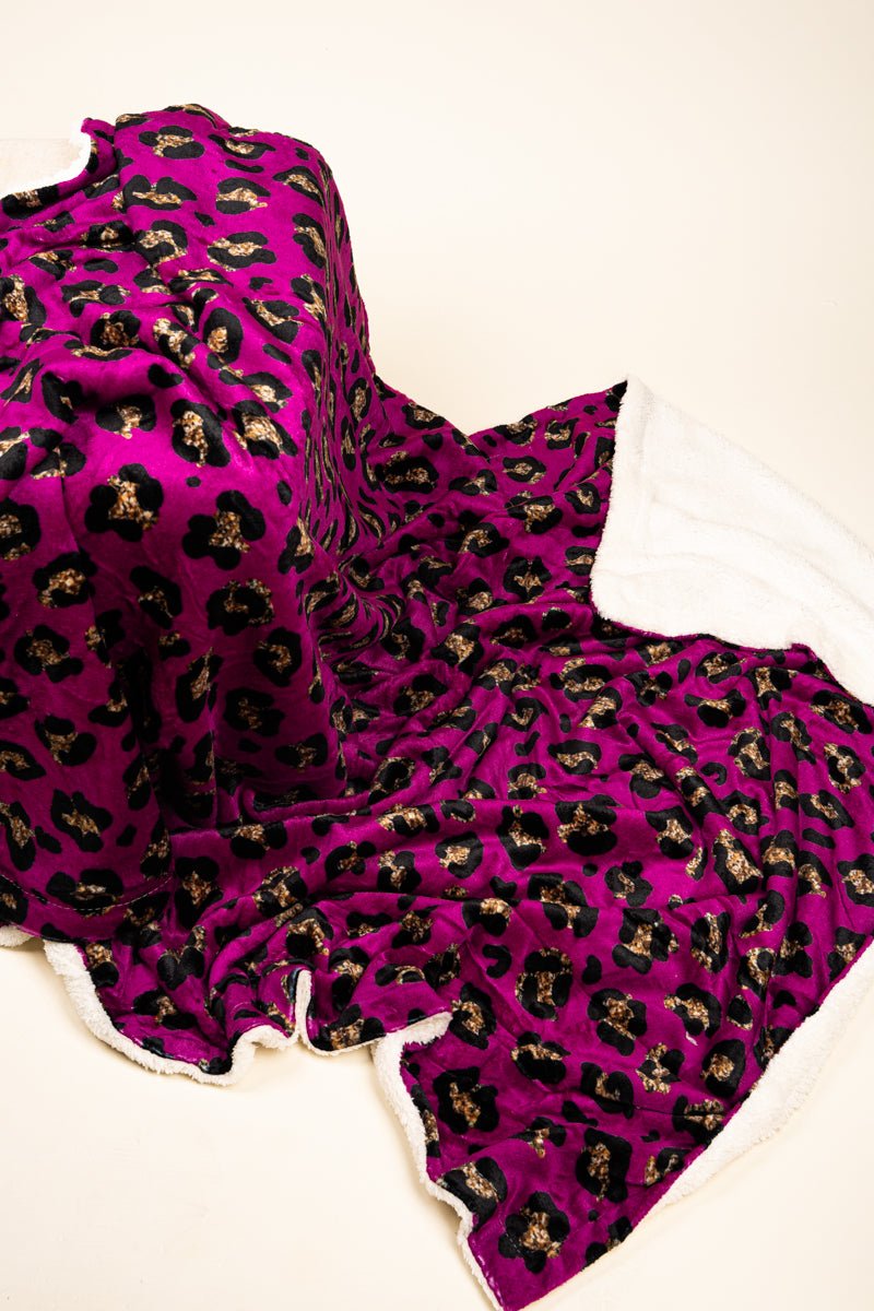 COZY DREAMS ROSITA LEOPARD PLUSH SHERPA BLANKET