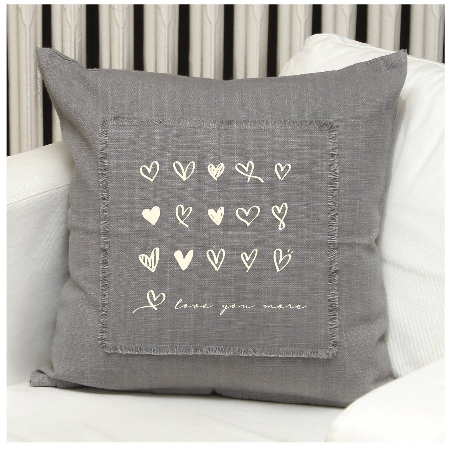 Second Nature by Hand - love you more- Grey Pillow