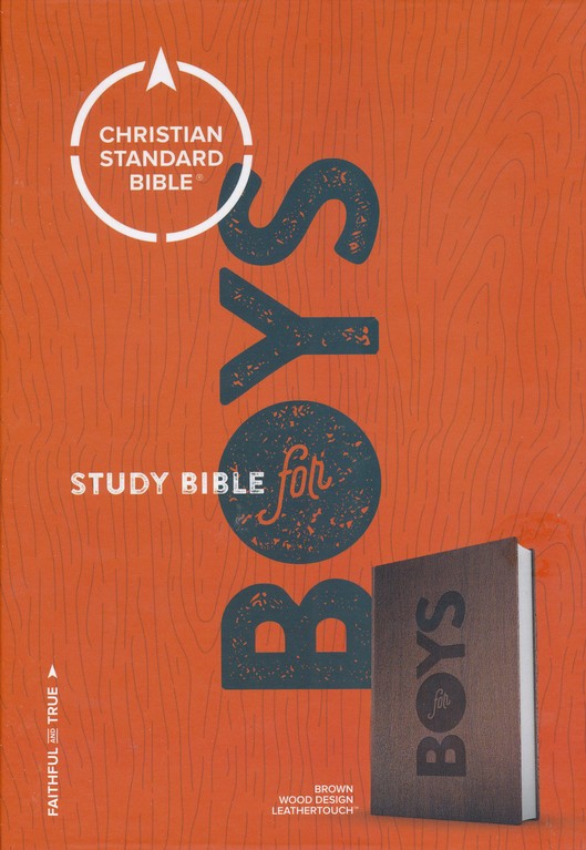 CSB Study Bible for Boys Brown, Wood Design LeatherTouch