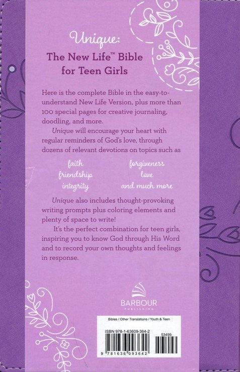 Unique: The New Life Bible for Teen Girls, imitation leather