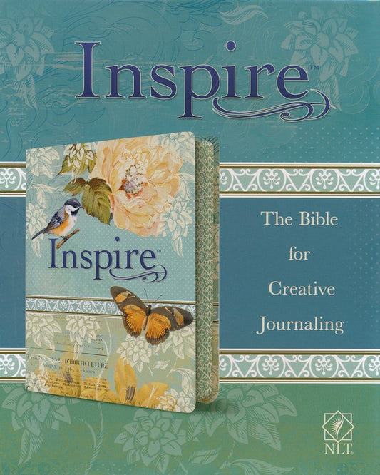 NLT Inspire Bible: The Bible for Creative Journaling, LeatherLike, Silky Vintage Blue/Cream