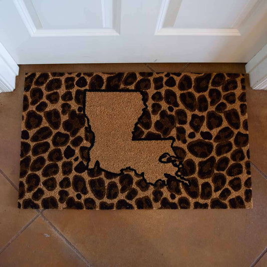 The Royal Standard - Louisiana Leopard Coir Doormat   Natural/Black   30x18