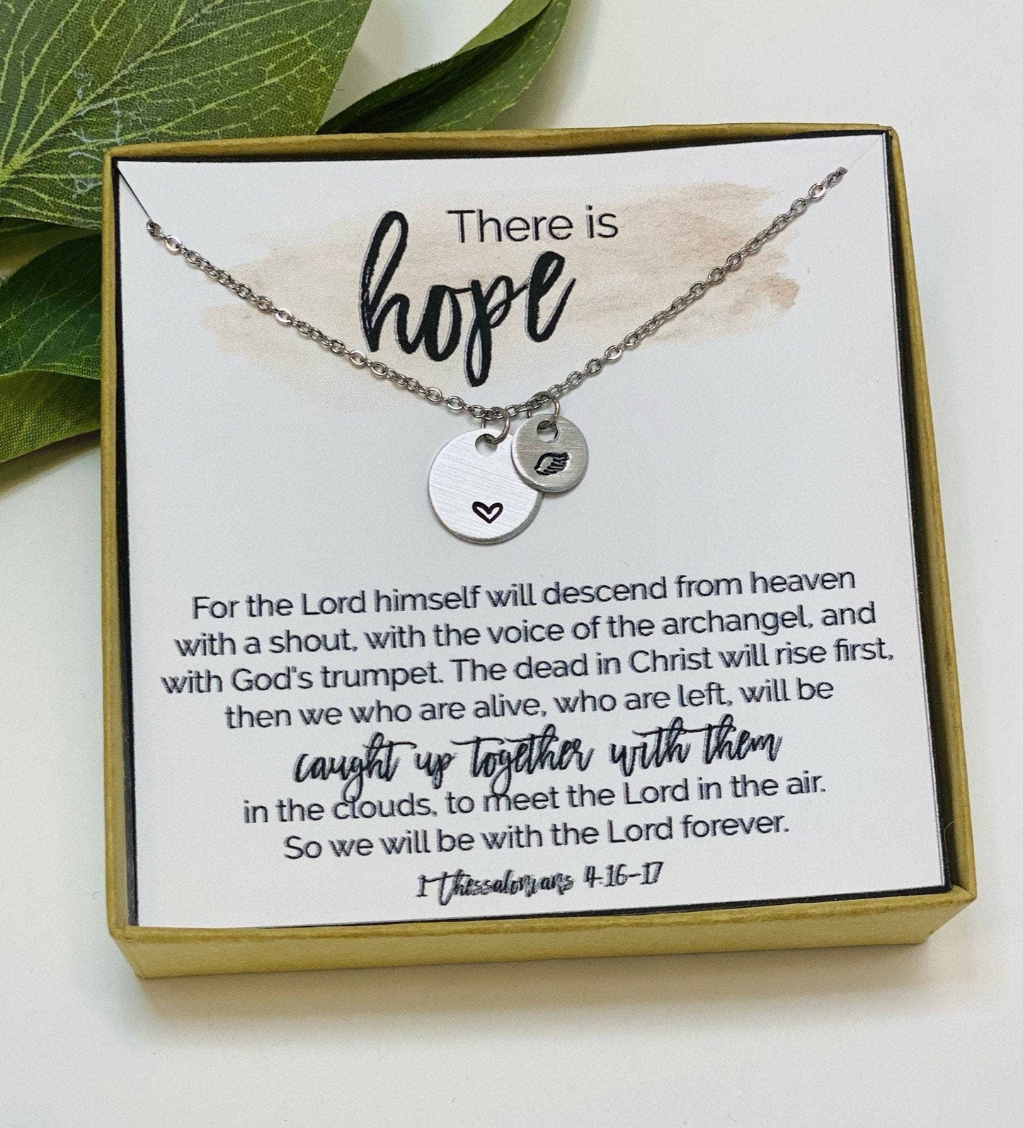 Little Happies Co - Religious Sympathy Gift, Angel Wing Necklace, 1 Thessalonians 4 16 18, Sympathy Gift, Loss of Father, Loss of Mother, Miscarriage Gift, IVF