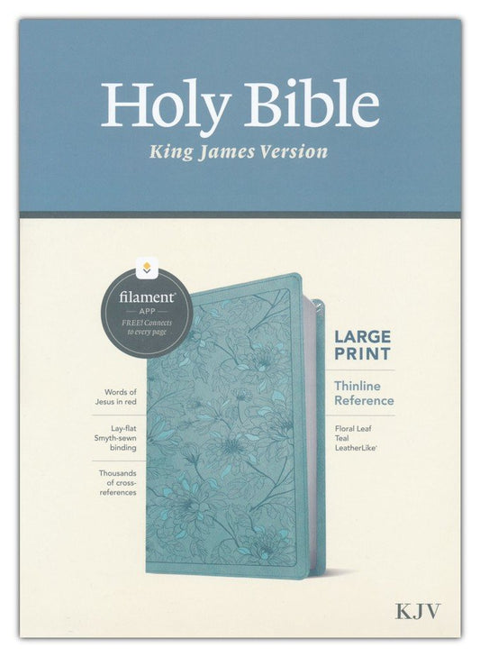 KJV Large-Print Thinline Reference Bible, Filament Enabled Edition--soft leather-look, teal