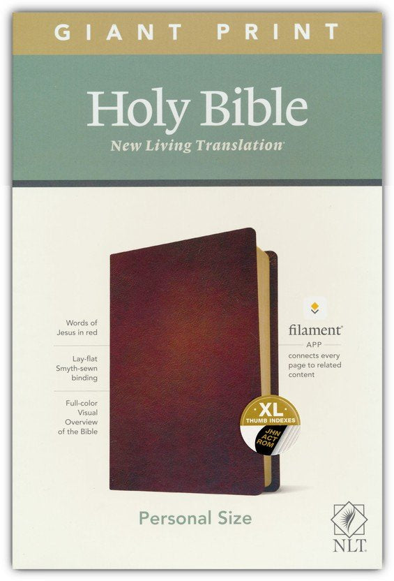 NLT Giant-Print Personal-Size Bible, Filament Enabled Edition--genuine leather, brown (indexed)