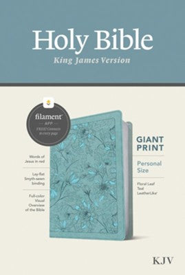 KJV Personal-Size Giant-Print Bible, Filament Enabled Edition--soft leather-look, teal