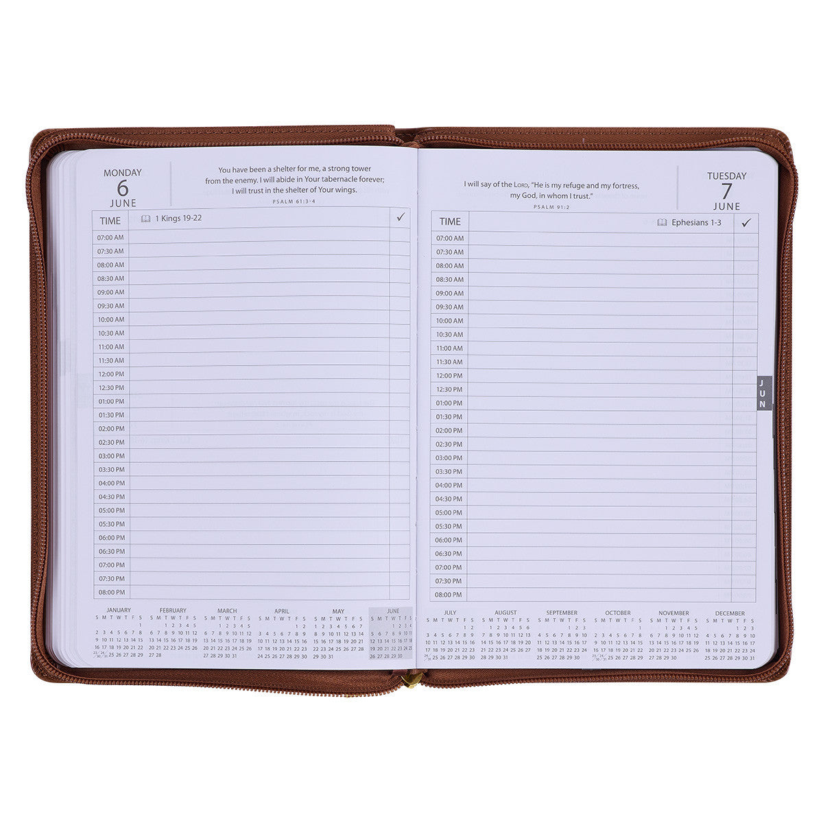 Refuge and Strength Brown Faux Leather Zippered Executive Planner - 2022