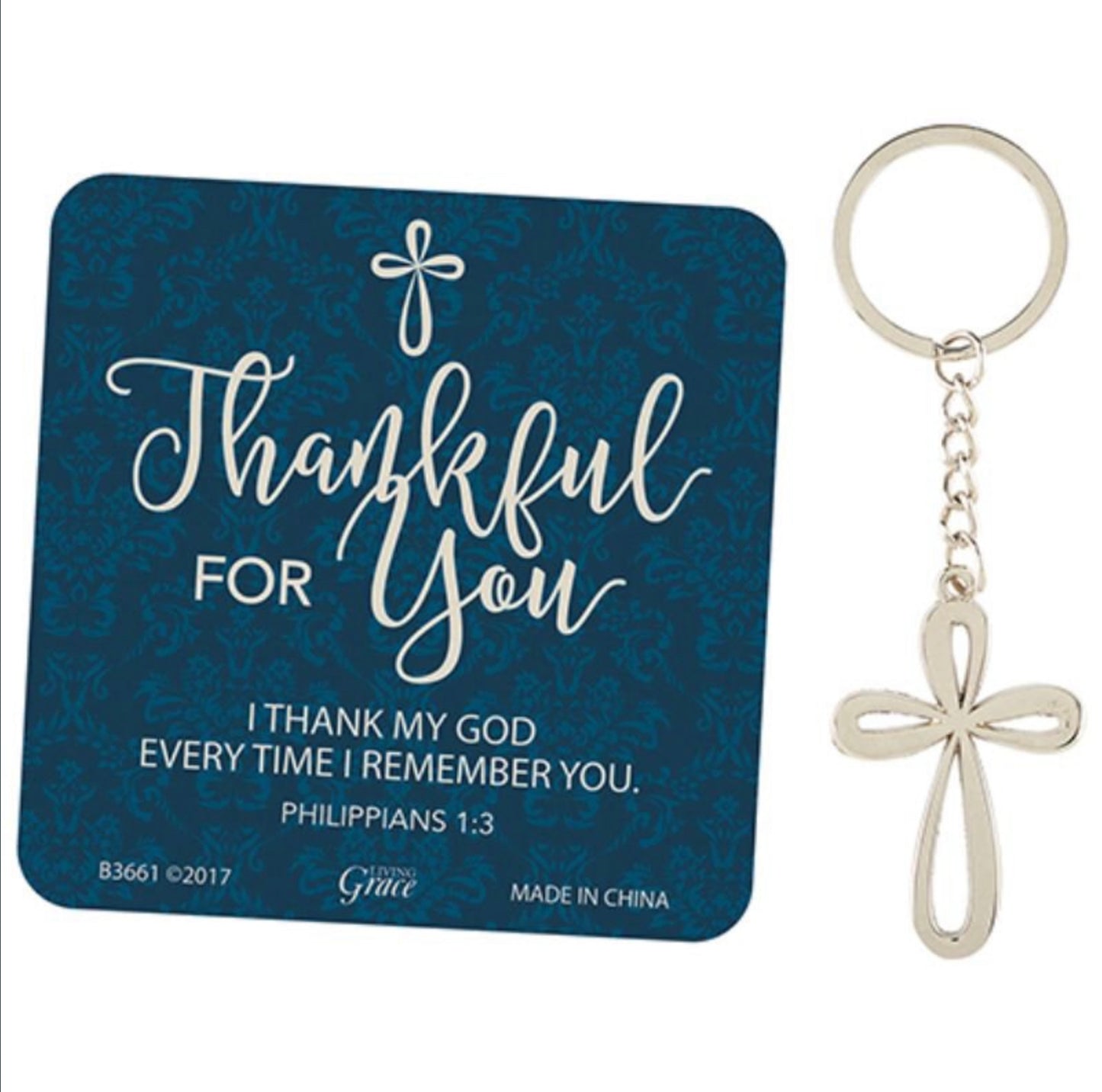 Thankful for You Key Chain with Card