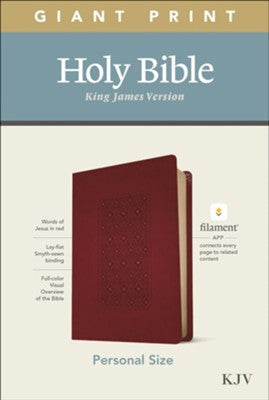 KJV Giant-Print Personal-Size Bible, Filament Enabled Edition--soft leather-look, cranberry with diamond floret design