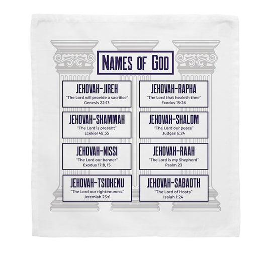 Prayers In My Pocket Cloth-Names Of God (8 x 8) (Pack Of 6)