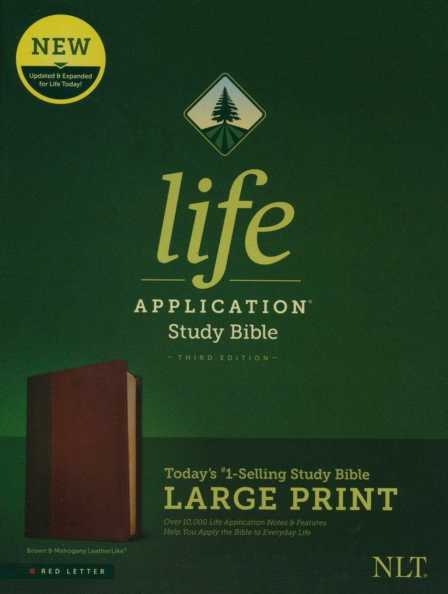 NLT Life Application Large-Print Study Bible, Third Edition--soft leather-look, brown/mahogany (red letter)