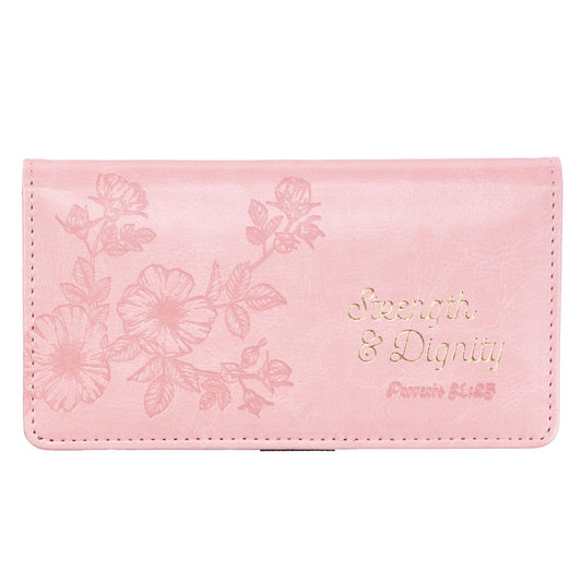 Strength & Dignity Checkbook Cover in Pink – Proverbs 31:25
