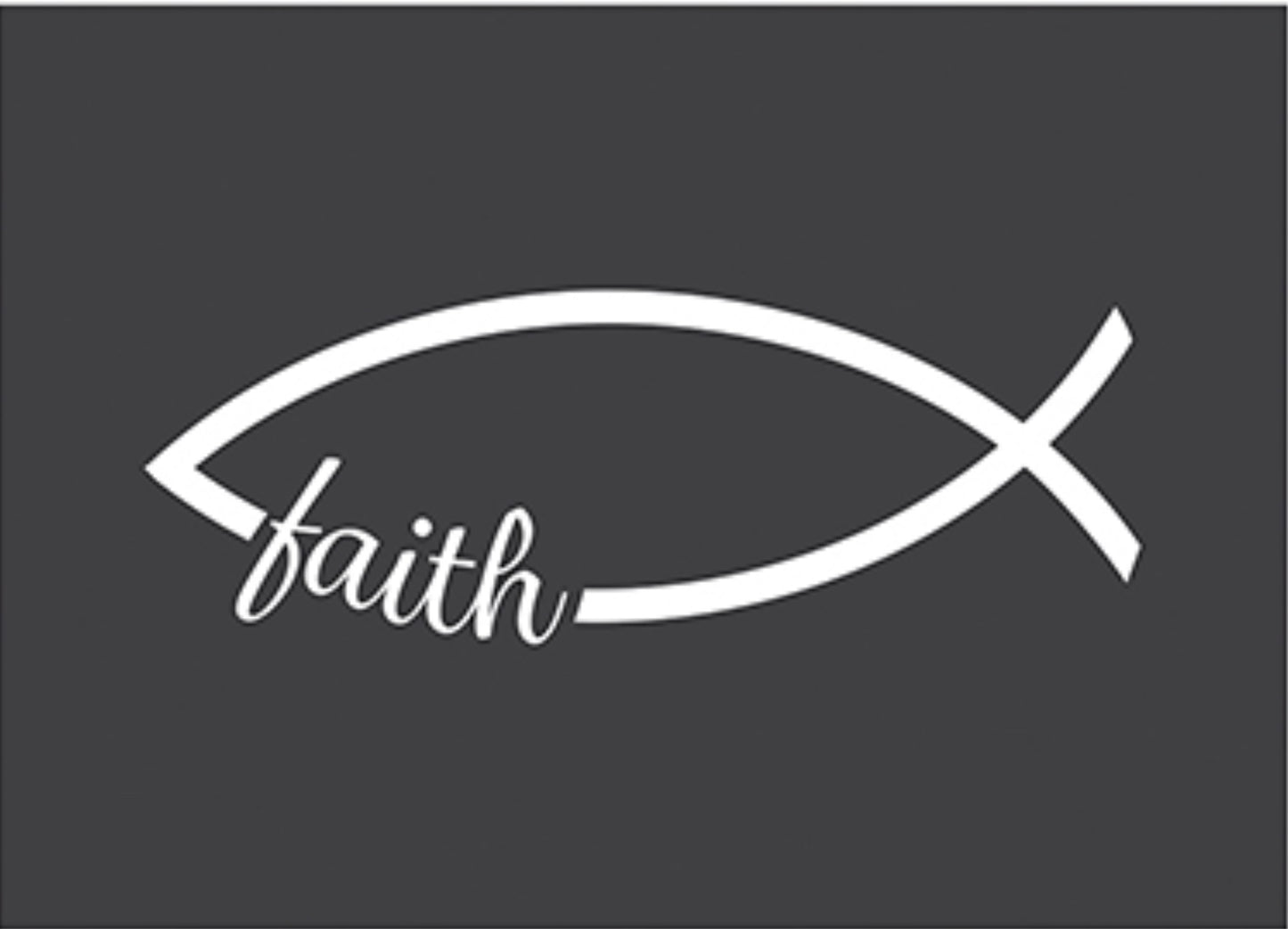 Auto Vinyl Decal Fish Faith White 6 in x 2.25 in