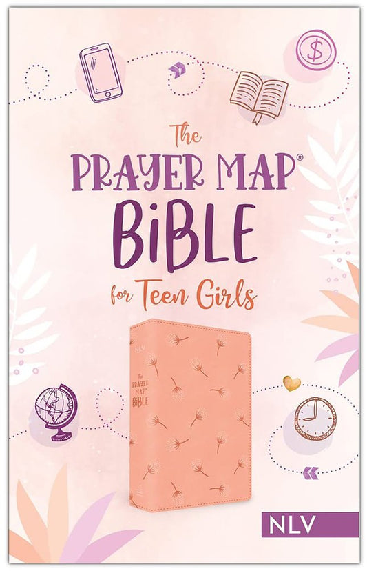 Prayer Map ® Bible for Teen Girls NLV - DiCarta- Flexible, Coral Dandelions