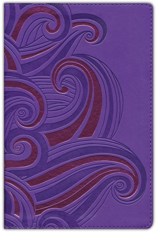 NLT Hands-On Bible--soft leather-look, purple/pink swirls