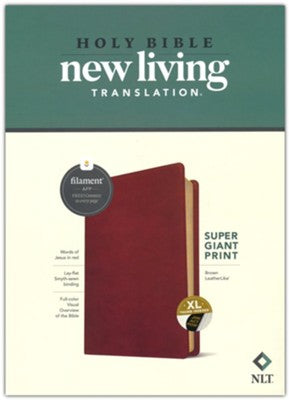 NLT Super Giant Print Bible, Filament Enabled Edition (Red Letter, LeatherLike, Brown, Indexed