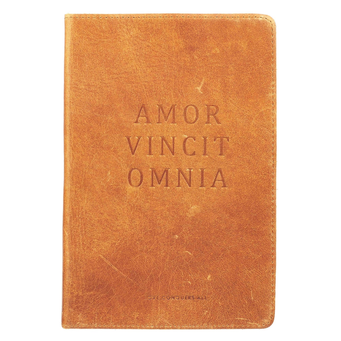 Love Conquers All Soft Full Grain Leather Journal in Brown Leather Bound
