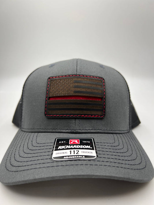 NDesigns Leather - Thin Red Line Leather Patch Hat