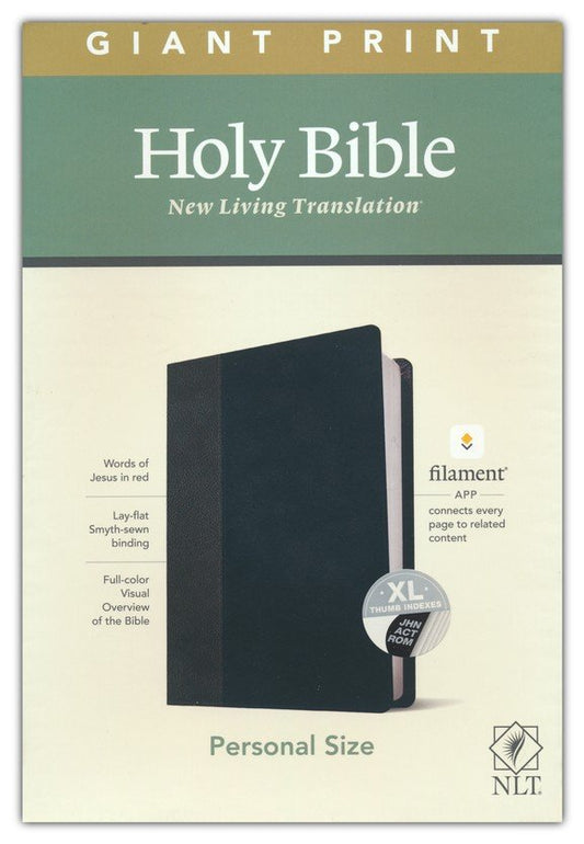 NLT Giant-Print Personal-Size Bible, Filament Enabled Edition--soft leather-look, black/onyx (indexed)