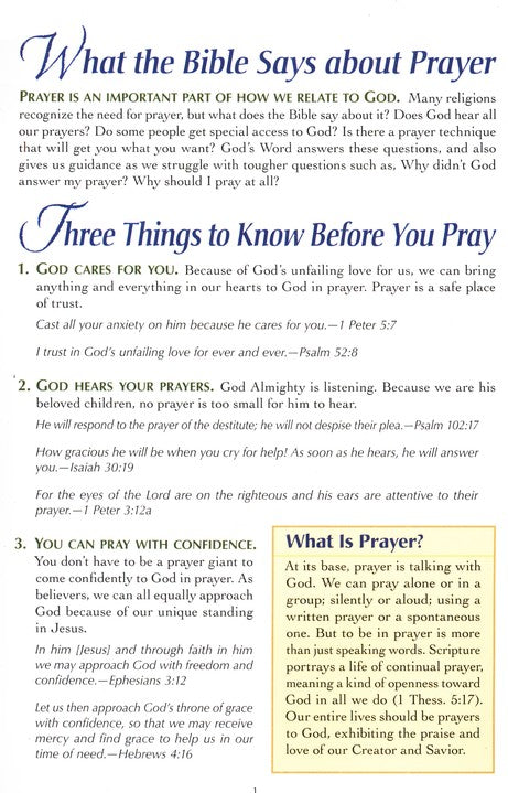 What the Bible Says about Prayer, Pamphlet