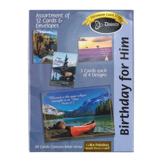 Divinity Boutique - Boxed Cards: Birthday For Him, Canoe, Elk, River and Field Assortment