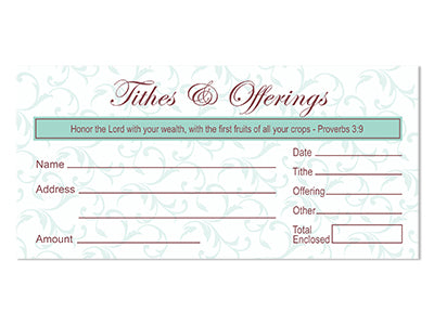 Tithe & Offering Envelope for Church – 100 Count – Proverbs 3:9 Honor the Lord