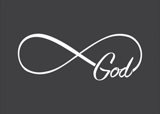 Auto Vinyl Decal Infinity God White 6 in x 2.25 in