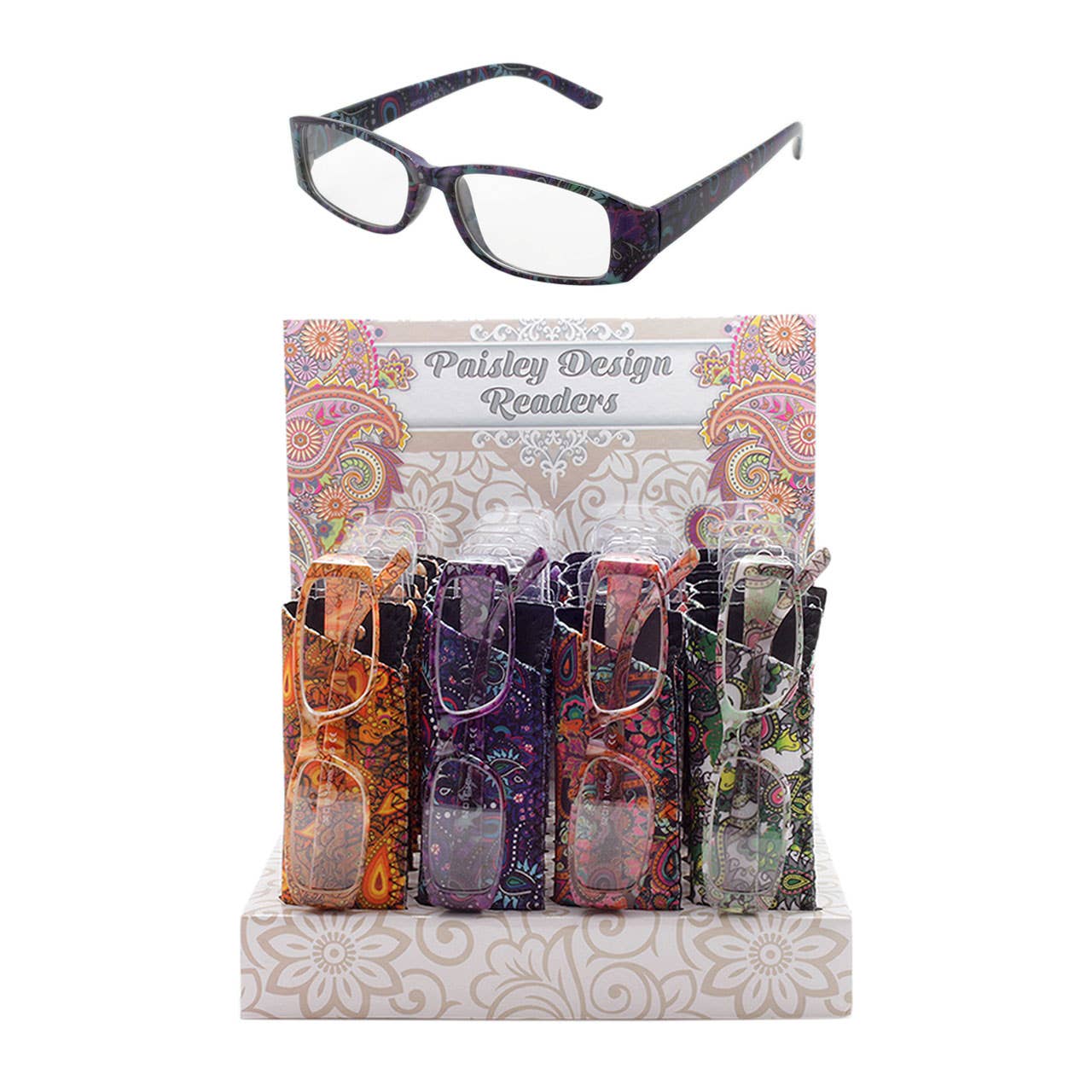 Shark Eyes, Inc - Reading Glasses in Counter Display Paisley Pattern with Case