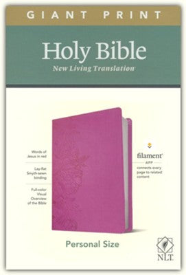 NLT Giant-Print Personal-Size Bible, Filament Enabled Edition--soft leather-look, peony/pink (indexes)