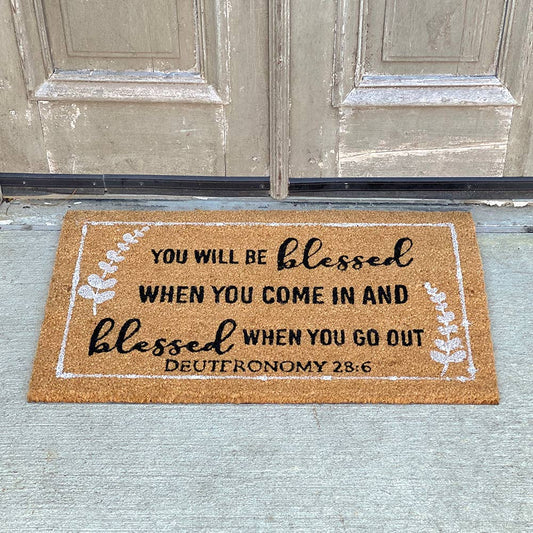 The Royal Standard - Blessed Coir Doormat   Black/White   30x18