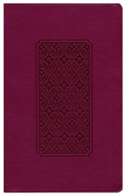 KJV Giant-Print Personal-Size Bible, Filament Enabled Edition--soft leather-look, cranberry with diamond floret design