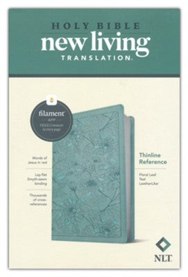 NLT Thinline Reference Bible, Filament Enabled Edition--soft leather-look, floral leaf teal