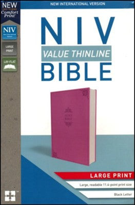 NIV Value Thinline Bible Large Print Pink, Imitation Leather