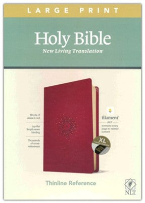 NLT Large-Print Thinline Reference Bible, Filament Enabled Edition--soft leather-look, berry (indexed)