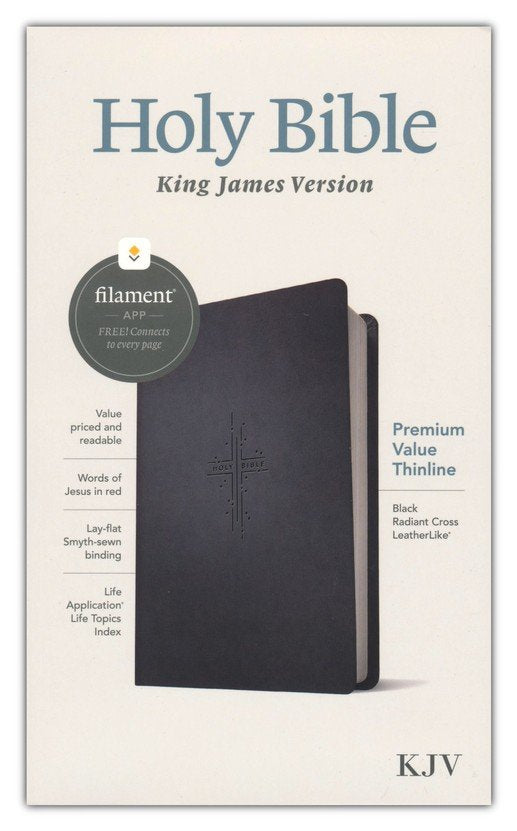 KJV Premium Value Thinline Bible, Filament Enabled Edition (Red Letter, LeatherLike, Black Radiant Cross)