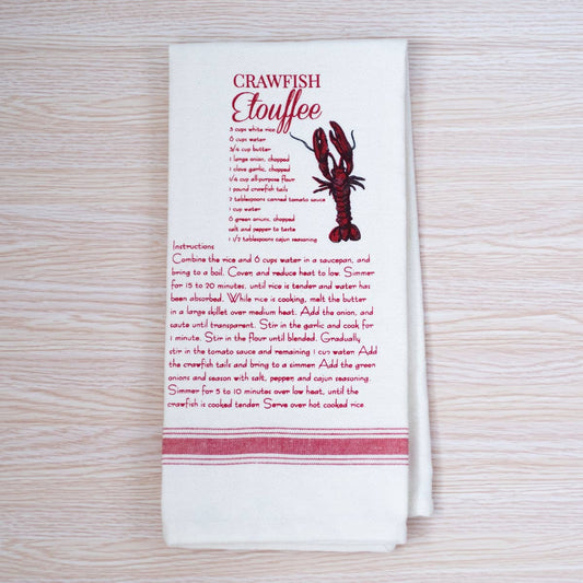 The Royal Standard - Crawfish Recipe Hand Towel   Cream/Red    20x28