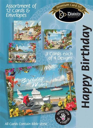 Divinity Boutique - Boxed Cards: Happy Birthday, A. Giana, Coastal Adirondack Chairs