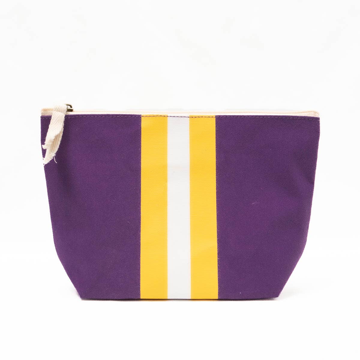 The Royal Standard - Campus Stripe Cosmetic   Purple/White/Yellow   10.25x6.75x3