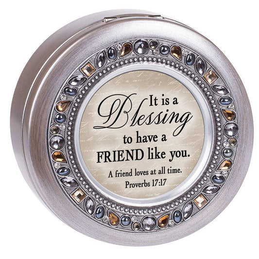 Dicksons - It Is A Blessing Round Pewter Jeweled Music Box